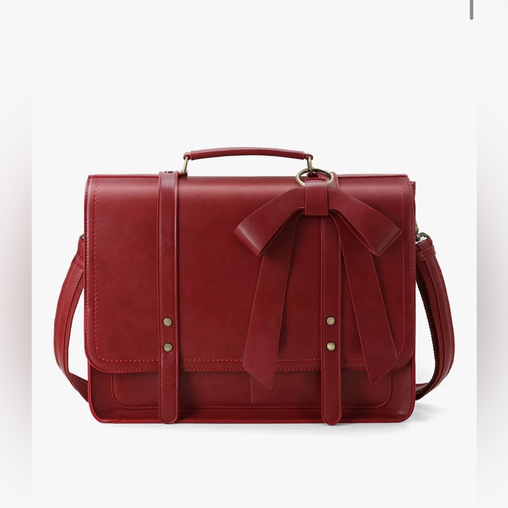 Ecosusi Vegan Leather red laptop briefcase/backpack